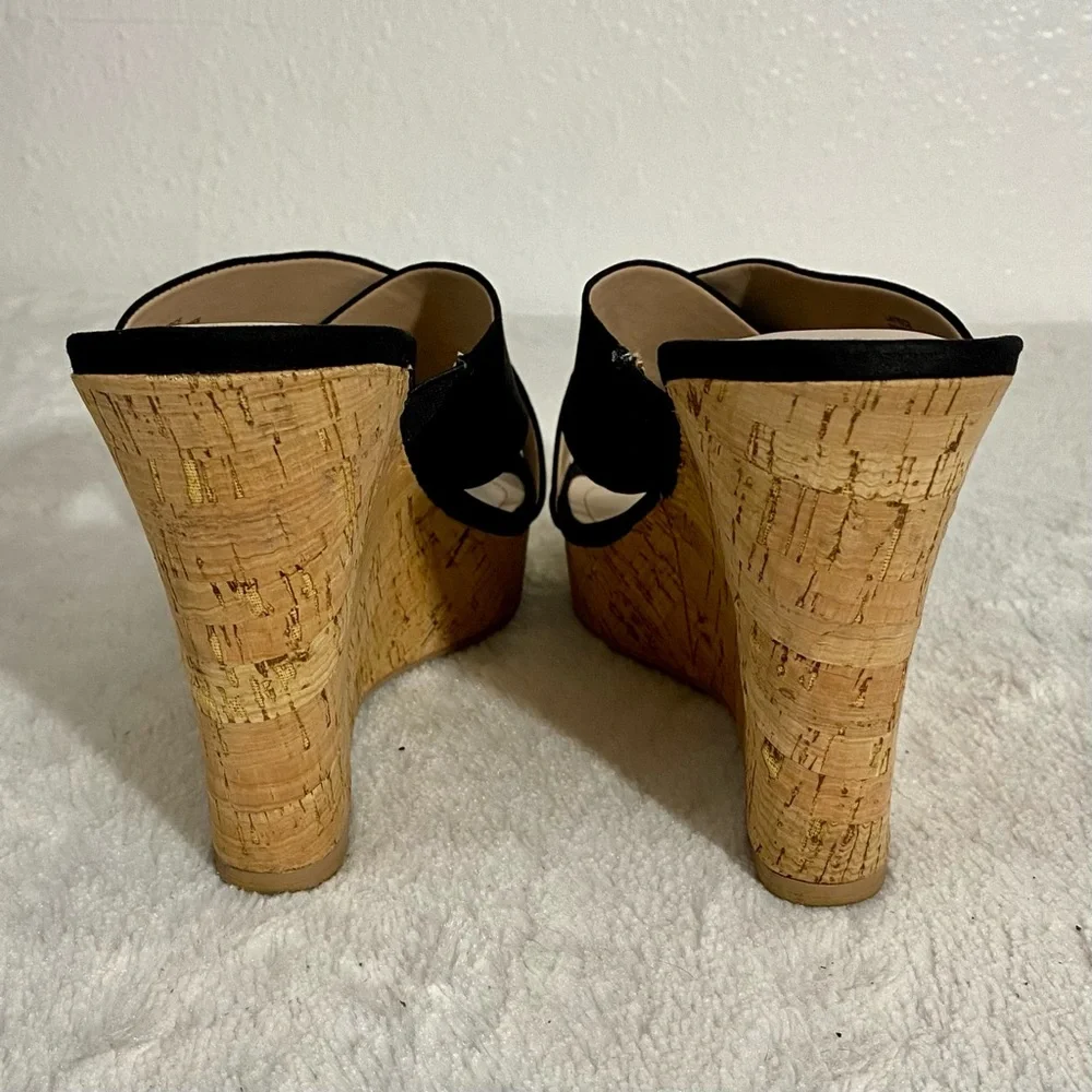 Charles by Charles David Latrice Black Cork Platform Wedge Sandals Size 10M